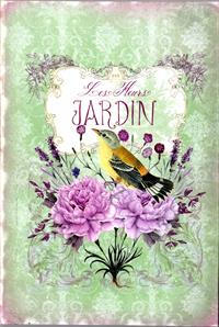 Notesbog "Les Fleurs Jardin" - fugl og blomster